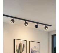 Lindby track lighting system Linaro, GU10, 4-bulb, black, Ø 9 cm