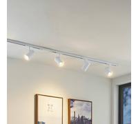 Lindby track lighting system Linaro, GU10, 4-bulb, white, Ø 6 cm