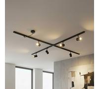 Lindby track lighting system Linaro, GU10, 6-bulb, black, X-shape