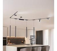 Lindby Track lighting system Lumaro,spots,pendant,7-bulb,black,48V,dimmable