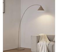 Lindby Triangolo arc lamp, beige, height 195 cm, metal, E27