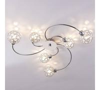 Lindby Tyron ceiling light, Ø 65 cm, chrome, glass, metal