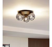 Lindby Valentina ceiling lamp, E14, grey, glass, Ø 36.6 cm