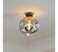 Lindby Valentina ceiling lamp, E27, smoke grey, glass, Ø 25 cm