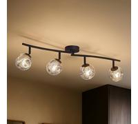 Lindby Valentina ceiling light, grey/black, 4-bulb, glass