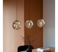 Lindby Valentina pendant light, E14, 3-bulb, smoky grey, glass