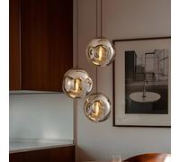 Lindby Valentina pendant light, E27, Ø 49 cm, smoke grey, glass