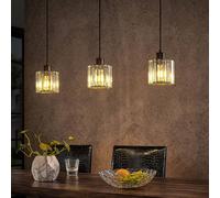 Lindby Vella pendant light, transparent glass, 83cm, 3-bulb.