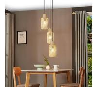 Lindby Venora pendant light, round, 3-bulb, Ø 15 cm, bamboo