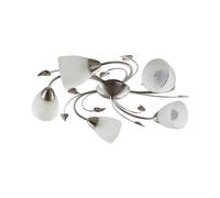 Lindby Vintage Chandelier, Traditional Floral Ceiling Light Semi Flush Mounted Fixture with 5 Lights Classic Rustic Lighting for Living Room Bedroom Dining Hallway Metal Silver