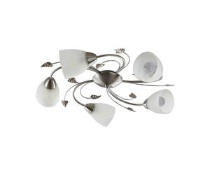 Lindby Vintage Chandelier, Traditional Floral Ceiling Light Semi Flush Mounted Fixture with 5 Lights Classic Rustic Lighting for Living Room Bedroom Dining Hallway Metal Silver