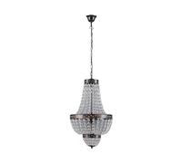 Lindby Vintage Crystal Chandelier, Retro Pendant Light Antique for Bedroom Living Room Baroque Style Black Gold Metal Ceiling 35 cm