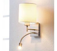 Lindby wall lamp Camilo, nickel-coloured, LED reading light, 28 cm