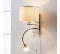 Lindby wall lamp Florens, nickel, LED reading lamp, 23.5 cm