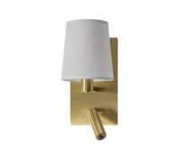 Lindby Wall Lamp with Reading Light, Lights for Bedroom Living Room Fabric Lampshade Classic Design Bedside Mounted Abat Jour in Bed Brass