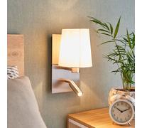 Lindby wall light Aiden, white, nickel, LED reading light