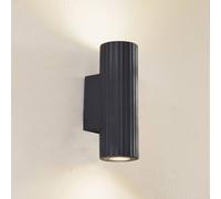 Lindby wall light Christa, anthracite, concrete, 25cm, corrugated