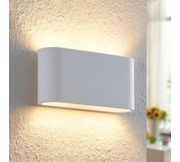 Lindby wall light Mavora, rounded, 25 cm, white, plaster, G9