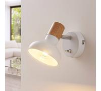 Lindby wall spotlight Fridolin, 14cm, white, metal, switch