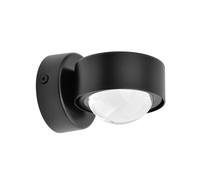 Lindby wall spotlight Jyla, black, 4,200 K, down, lens