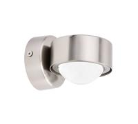 Lindby wall spotlight Jyla, nickel, 4,200 K, down, lens