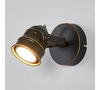 Lindby wall spotlight Leonor, black, metal, 1-bulb, 9.5 cm