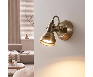 Lindby wall spotlight Perseas, antique brass, metal, 16 cm, GU10