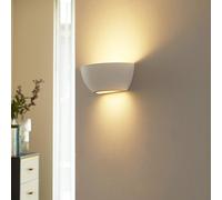 Lindby wall uplighter Jimmy, white, plaster, semicircular, 24cm, E14