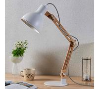 Lindby Table Lamp Shivanja (Modern) in Brown Made of Wood for e.g. Office & Workroom (1 Light Source, E27) from Desk Lamps