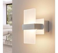 Lindby LED wall light Yorick, height 18 cm, aluminium, white, metal