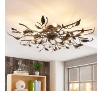 Lindby Yos ceiling lamp, 10-bulb, 95 cm, black and gold, E14