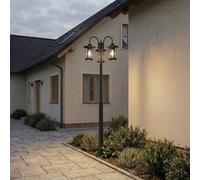 Lindby Zayn outdoor light, black, 3-bulb, height 220 cm, IP65