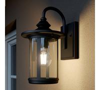 Lindby Zayn outdoor wall light, black, glass, height 33cm, IP23