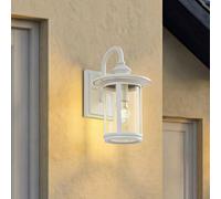 Lindby Zayn outdoor wall light, white, glass, height 33 cm, IP23