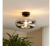 Lindby Zehra ceiling light, Ø 28 cm, smoky grey, glass