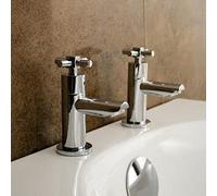 Linden Cross Head Hot & Cold Basin Taps & Waste Chrome