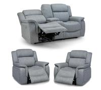 Linden Grey Fabric Electric Reclining 3 Piece Sofa Suite 2 1 1 Furnishings For Less UK Grey One Size