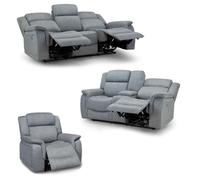 Linden Grey Fabric Electric Reclining 3 Piece Sofa Suite 3 2 1 Furnishings For Less UK Grey One Size