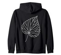 Linden Leaf Line Art Nature Lover Zip Hoodie