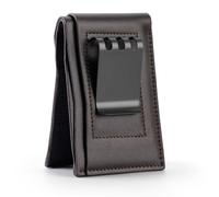Lindenle Mens Compact Wallet Genuine Leather Card Holder with Money Clip Minimalist Slim Small Front Pocket Wallet, Coffee, Normal Clip/For Most People, Money Clip Wallet