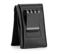 Lindenle Mens Compact Wallet Genuine Leather Card Holder with Money Clip Minimalist Slim Small Front Pocket Wallet, Black, Normal Clip/For Most People, Money Clip Wallet