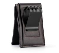 Lindenle Mens Compact Wallet Genuine Leather Card Holder with Money Clip Minimalist Slim Small Front Pocket Wallet, Coffee, Extra Large Clip/For 100-120 Bills, Money Clip Wallet