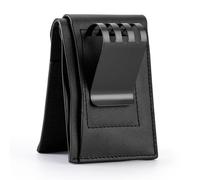 Lindenle Mens Compact Wallet Genuine Leather Card Holder with Money Clip Minimalist Slim Small Front Pocket Wallet, Black, Extra Large Clip/For 100-120 Bills, Money Clip Wallet