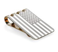 Lindenle Money Clip Spring Steel Cash Clips Large Capacity Minimalist Front Pocket Wallet (Medium Size 18K Gold Engraved Flag)