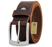 LINDENMANN Mens Leather Belt/Mens Belt, full grain leather belt, buffalo leather 4mm, dark brown, Farbe/Color:brown, Größe/Size:120