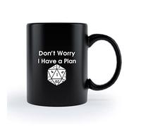 LINDENPAL Dont Worry I Have Plan Mug Dice Dnd Mug 11 Oz Black Ceramic Coffee Novelty Mug Funny Gifts Mug for Dad,Mom, Daughter, Son and Friends