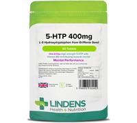 Lindens - 5 HTP 400mg, 60 Tablets - 1-A-Day, UK Made - 50mg Griffonia Simplicifolia Seed Extract 8:1, with Vitamin B5 - Mental Per