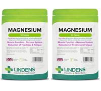 Lindens 500mg Magnesium Tablets | 90s 1-a-Day | UK Made | Tiredness, Muscle Function, Energy, Bones, Teeth, Nervous System | Letterbox Friendly | Vegan (Pack of 2)