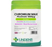 Lindens Chromium Max 1000mcg Picolinate - 120 Tablets | Detox, Metabolism, Blood Glucose, | Mega Potency (2500% NRV) | 4 Months Su