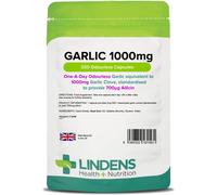 Lindens - Garlic 1000mg - 200 Odourless Capsules - UK Made - One-A-Day - Standardised to Provide 700mcg Allicin (Equivalent to 100